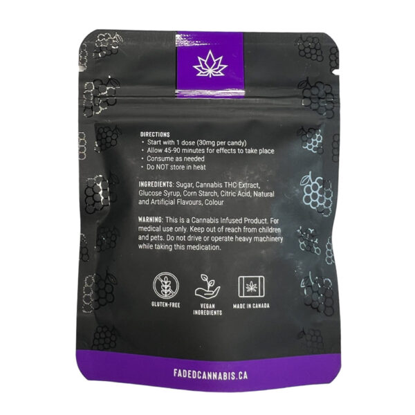 faded edibles grapes gummies back