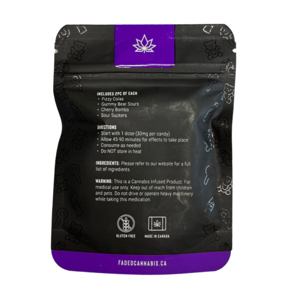 Faded Edibles Party Pack Gummies 180MG THC back