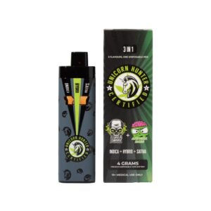 Unicorn Hunter - 4g Disposable THC Vape - Death Bubba x Amnesia Haze with 4 grams of Indica