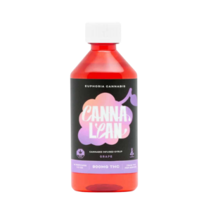 Bottle of Euphoria Cannabis Grape CannaLean THC Syrup (900mg) standing upright on a white background