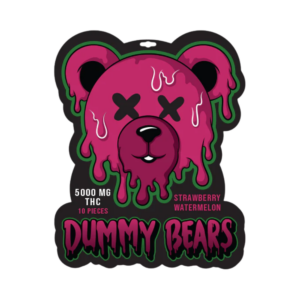 Dummy Bears – Strawberry Watermelon Gummies – 5000mg THC packaging on a clean white background