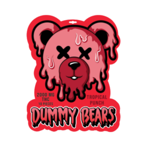 Dummy Bears – Tropical Punch Gummies – 2000mg THC packaging on a clean white background