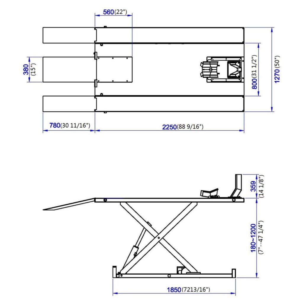 H2200 Hydraulic Motorcycle Lift motorcycle/atv lift, detail view 2