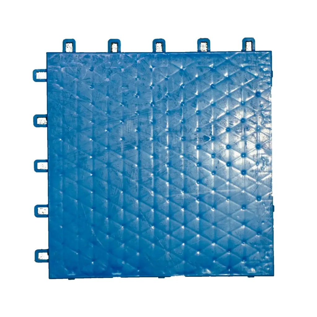 Blue interlocking garage floor tile