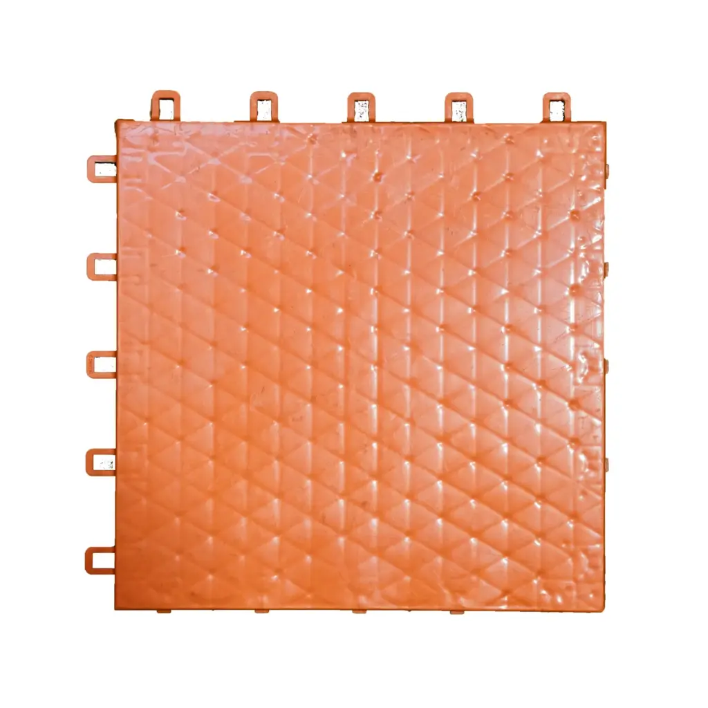 Orange interlocking garage floor tile