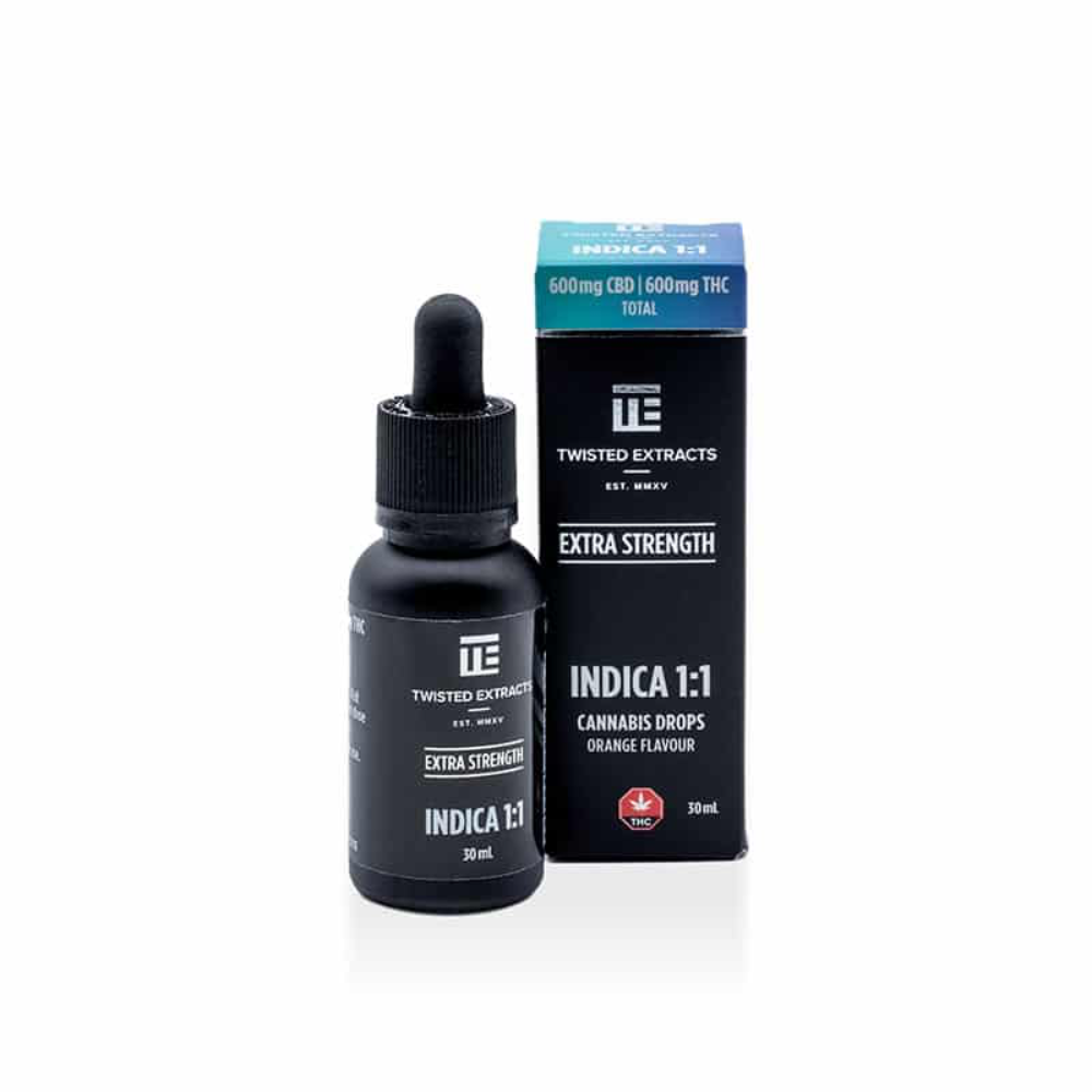 Twisted Extracts - 1:1 Indica Extra Strength Tincture - 600mg CBD/600mg THC