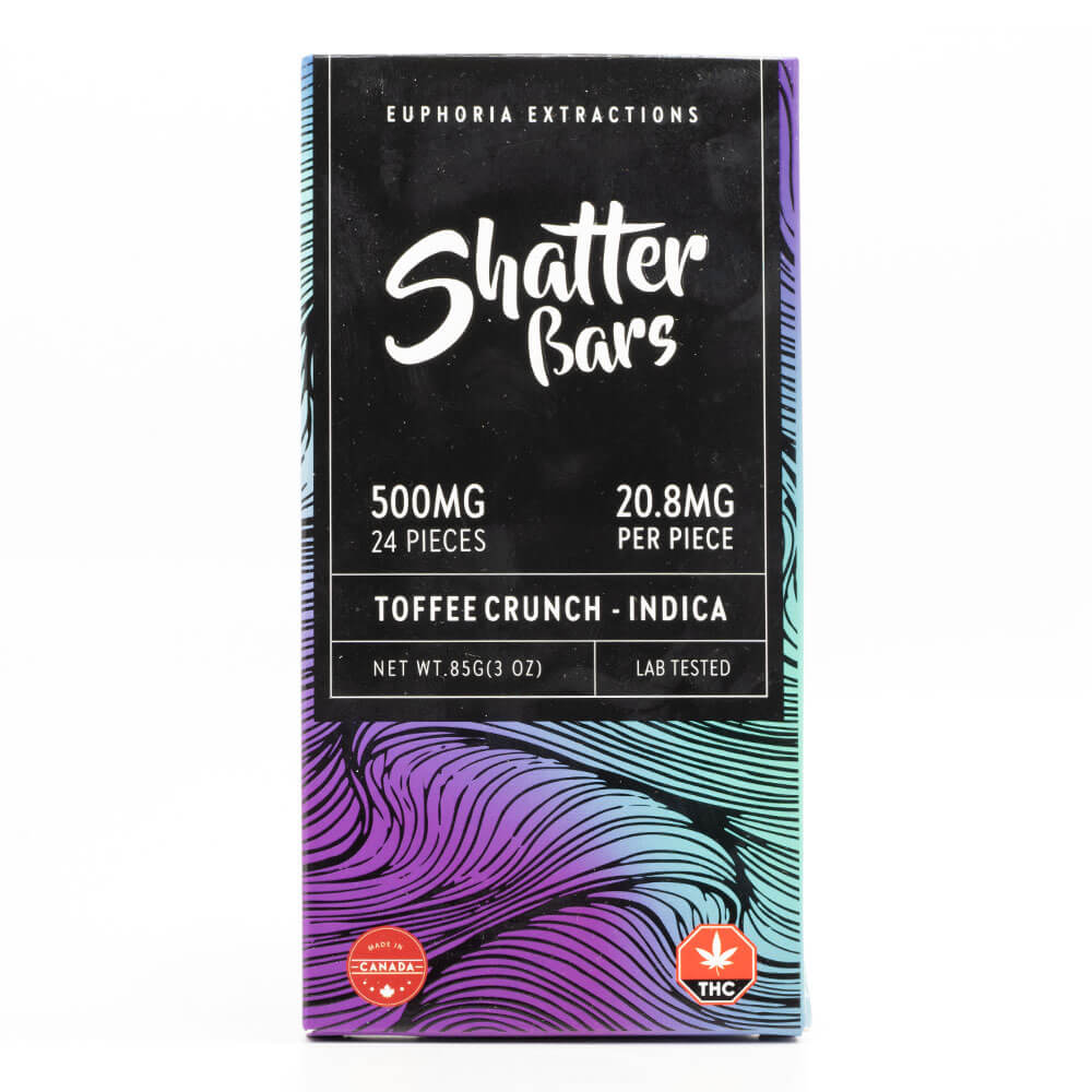 Euphoria Extractions - Indica Toffee Crunch Shatter Bar - 500mg THC