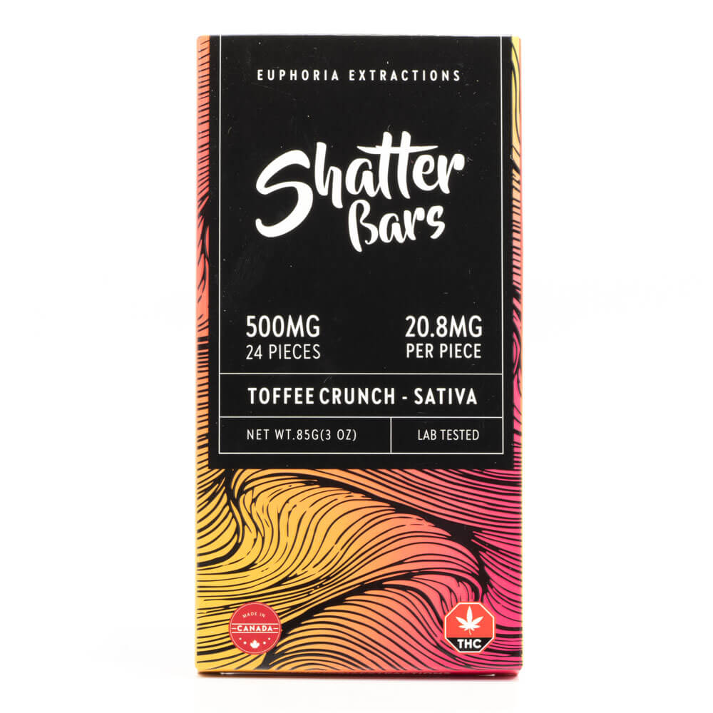 Euphoria Extractions - Sativa Toffee Crunch Shatter Bar - 500mg THC