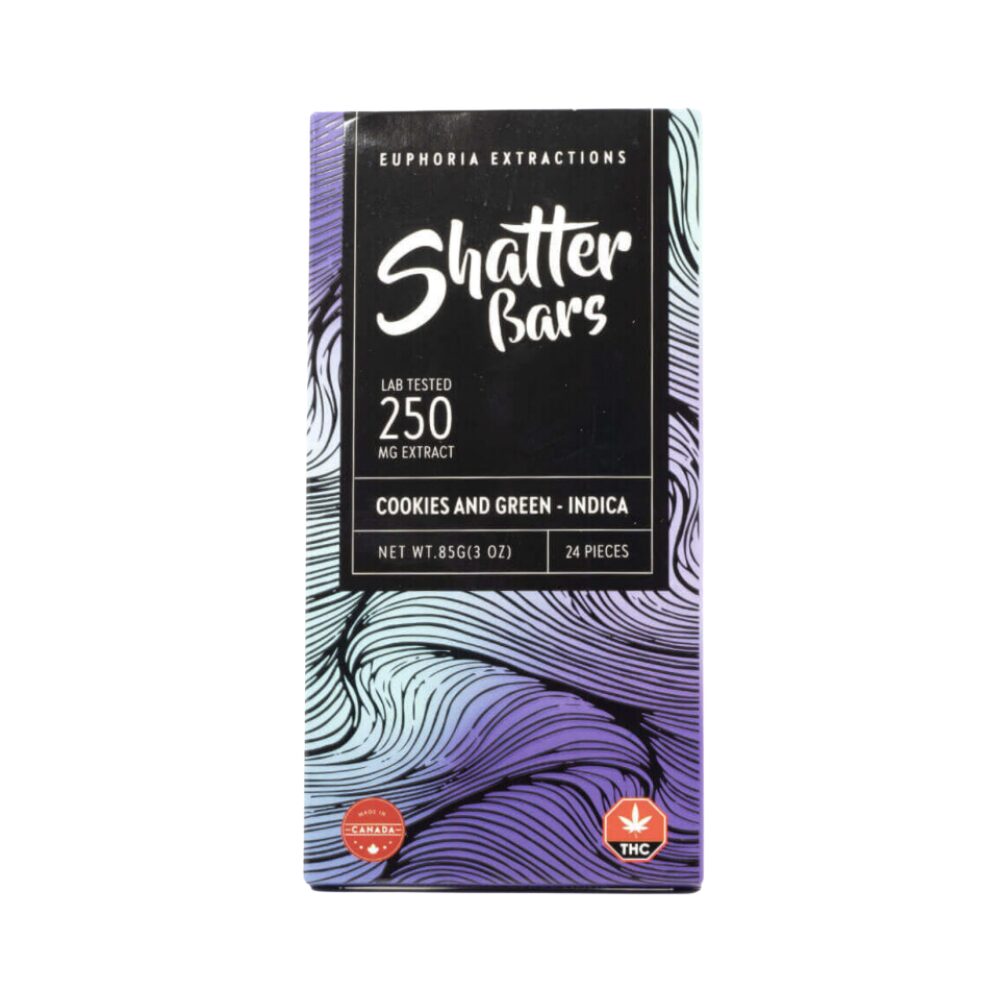 Euphoria Extractions - Indica Toffee Crunch Shatter Bar - 250mg THC