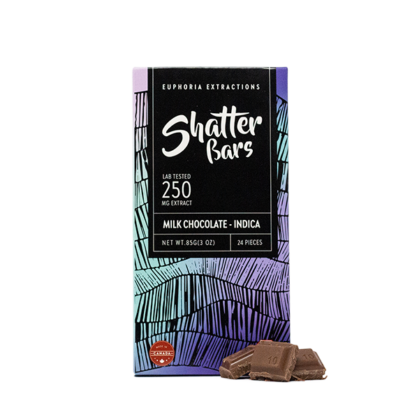 Euphoria Extractions - Indica Milk Chocolate Shatter Bar - 250mg THC